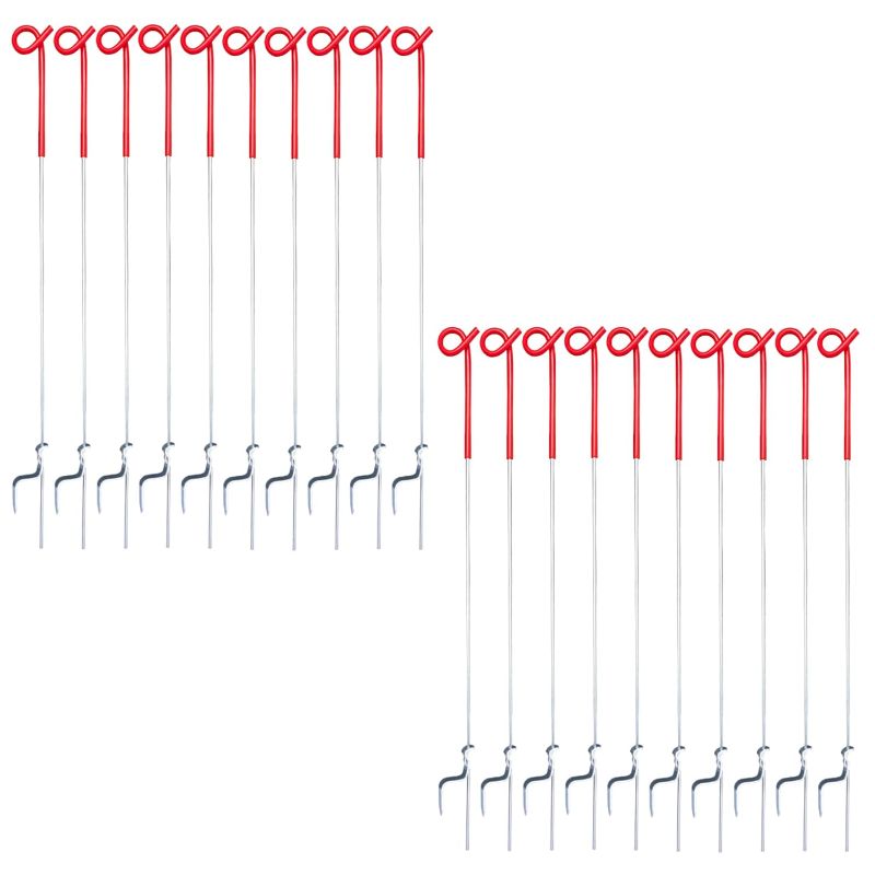 Photo 1 of 20 Pack 41inch Pig Tail Step-in Fence Posts – Temporary Metal Stakes for Garden and Livestock, Easy to Install and Move.?Red)