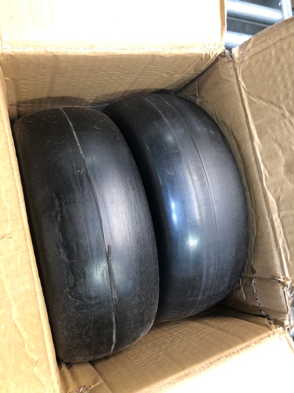 Photo 3 of 2 PCS 11x4.00-5" Flat Free Lawn Mower Tire on Wheel, 3/4" or 5/8" Bushing, 3.4"-4"-4.5-5" Centered Hub, Universal Fit Smooth Tread Tire for Zero Turn Lawn Mowers, with Universal Adapter Kit