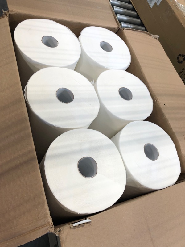 Photo 3 of High Capacity TAD Towel rolls, 10" Roll, White, 6 Rolls Premium Quality Fits Touchless Automatic roll Towel Dispenser