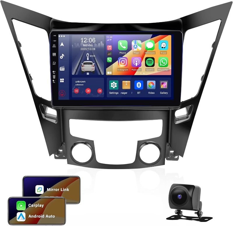 Photo 1 of 2+32G 8-Core Android 12 Car Stereo for Hyundai Sonata 2010-2015 with Apple Carplay Android Auto Mirror Link 9 inch Touch Screen Bluetooth 5.0 FM/AM/RDS Radio DSP EQ WiFi Pluggable 4G Card AHD Camera