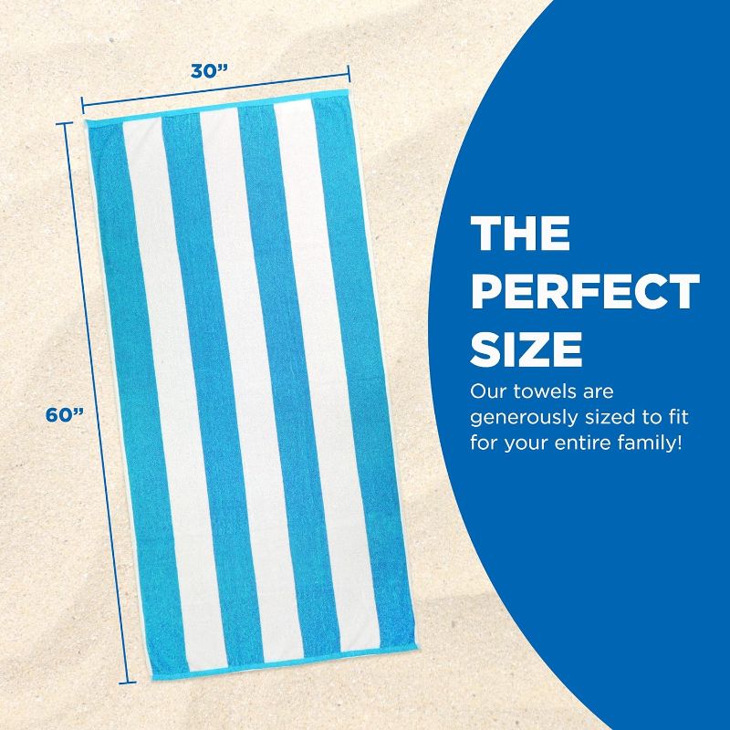 Photo 1 of Ben Kaufman Cabana Stripe Beach & Pool Towel - Large Cotton Terry Beach Towel - Soft & Absorbant