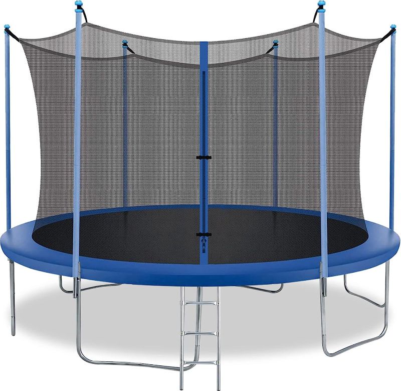 Photo 1 of 8FT 10FT 12FT 14FT Trampoline with Enclosure Net Outdoor Jump Rectangle Trampoline - ASTM Approved-Combo Bounce Exercise Trampoline PVC Spring Cover Padding for Kids and Adults
