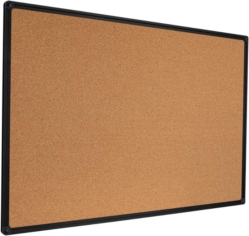 Photo 1 of Cork Bulletin Board 36 x 24 inches with Black Frame, Corkboard for Walls with Pins, Corkboards for Wall Decorative in Office, School & Home 36X24 Inches