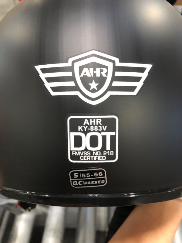 Photo 5 of AHR Half Face Motorcycle Helmet DOT Approved Half Helmet for Motorbike Cruiser Chopper, Run-C & Run-D, Matt Black or Patriotic Flag Matte Black with Visor -- Size Small