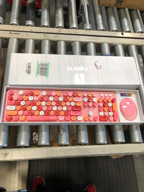 Photo 1 of 2.4G Full-Size Wireless Keyboard and Mouse Combo, Multi-Color Typewriter Style Round Keycap, Cute Candy Colors, Compatible with Notebook, PC (104 Keys,Pink)