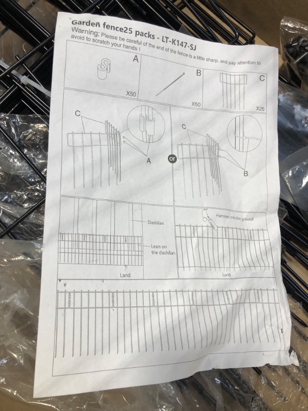 Photo 4 of 25 Pack Animal Barrier Fence, 17 in(H) X 27 Ft(L) No Dig Garden Decorative Fencing, Rustproof Metal Wire Panel Garden Fence Border for Dog Rabbits Ground Stakes Defence and Outdoor Landscape Patio 17'' (H) x 27' (L)