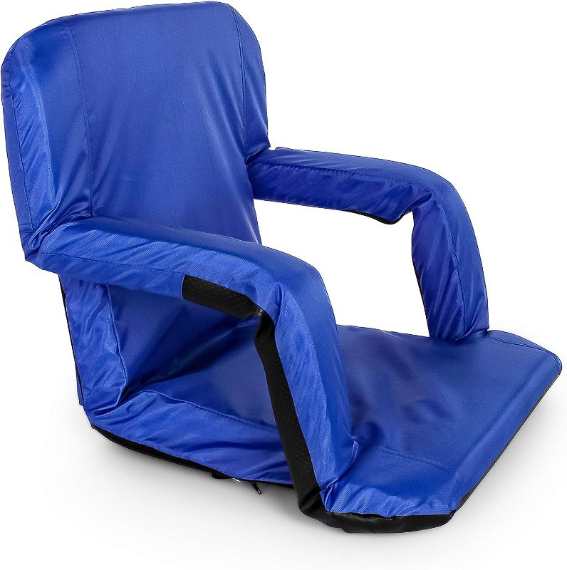 Photo 1 of Camco Portable Stadium Seat | Ideal for Benches, Picnics, The Beach, Outdoor Concerts, Sporting Events, and More | Blue (53095)