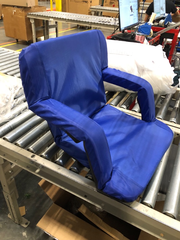 Photo 3 of Camco Portable Stadium Seat | Ideal for Benches, Picnics, The Beach, Outdoor Concerts, Sporting Events, and More | Blue (53095)