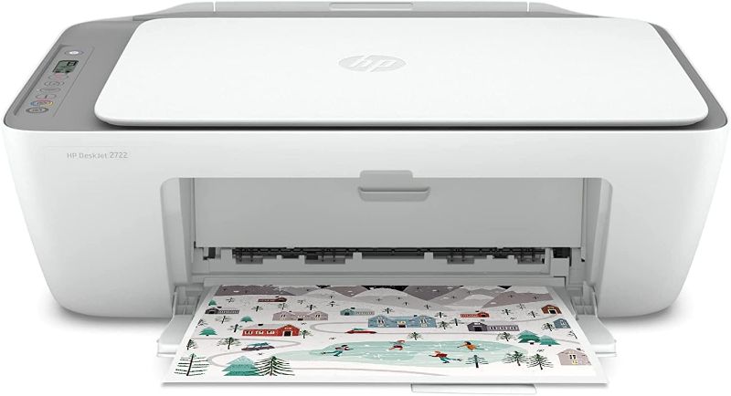 Photo 1 of HP DeskJet 27 22 All-in-One Wireless Color Inkjet Printer, White - Print, Scan, Copy - 1200 x 1200 dpi, Flatbed Scanner, Icon LCD Display, WiFi, Bluetooth, USB Connectivity, CBMOUN Printer Cable