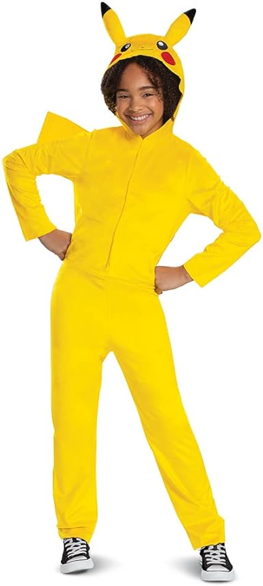 Photo 1 of Pikachu Costume for Kids, Official Pokemon Costume Hooded Jumpsuit Medium 7-8
