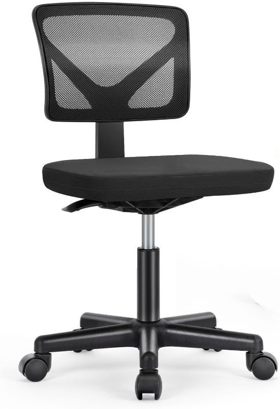 Photo 1 of Sweetcrispy Armless Desk Chair - Small Home Office Chair with Wheels, Mesh Low Back Task Chair with Lumbar Support and Wheels, Adjustable Height 360° Rolling Swivel Computer Chair Without Arm
