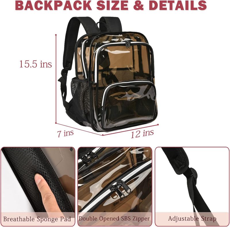 Photo 1 of Clear Backpacks for School,Clear Backpack Heavy Duty See Through Bookbag Waterproof Backpack for Men Women,Clear Black