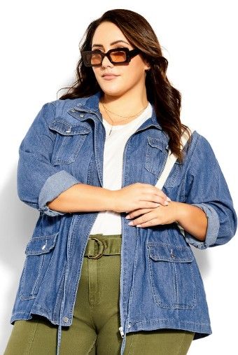 Photo 1 of CITY CHIC Evelyn Jacket - mid denim