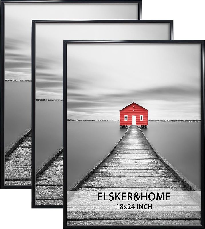 Photo 1 of ELSKER&HOME 18x24 Poster Frame 3 Pack, Black Picture Frame for Horizontal or Vertical Wall Mounting, Durable and Scratch-proof