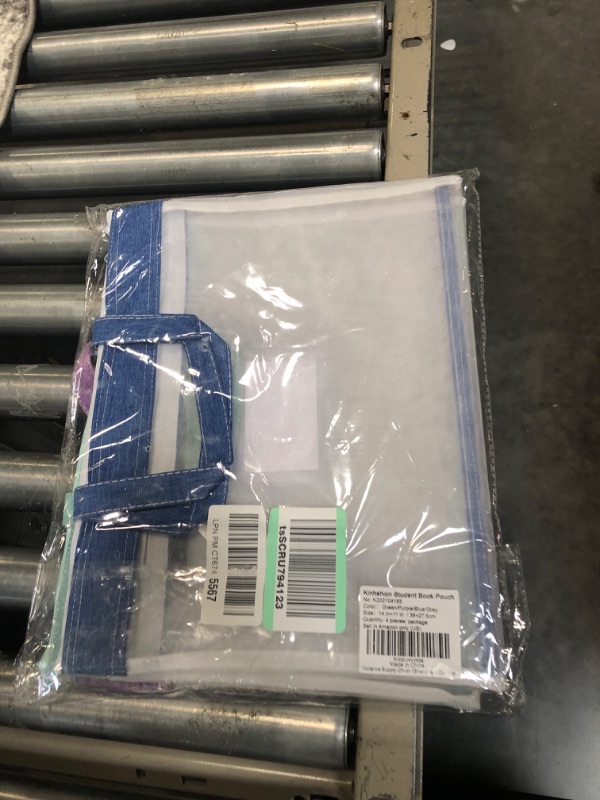 Photo 1 of Student Book Pouches with Handle Mesh Zipper Bags with Clear Name Card Suit for A4 Files Books, Set of 4, 4 Colors (185/4PCS)1