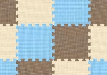 Photo 1 of 14 Tiles Interlocking Puzzle Foam Baby Play Mats for Home Gym. Brown, Blue, Beige