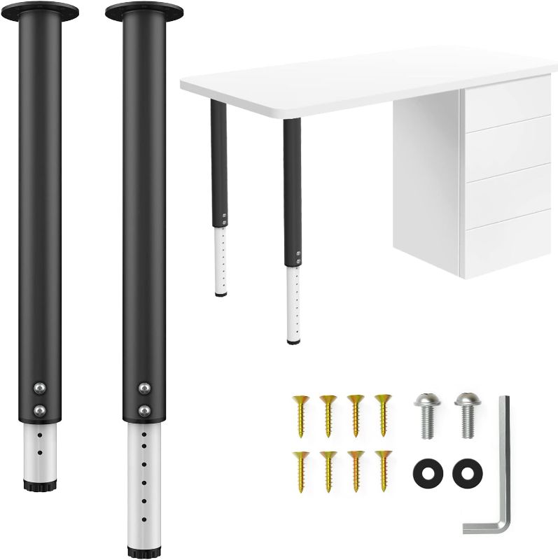 Photo 1 of IRENPORU 2 PCS Adjustable Table Legs, 21.5" -37" Heavy Duty Metal Adjustable Height Desk Legs, 2" Diameter Durable Pipe Furniture Legs for Computer Table,Office Desk,Kitchen Table
