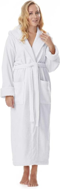 Photo 1 of KAHAF COLLECTION - Bathrobe for Women and Men - Lightweight 100% Cotton Terry robes for female - Towel Bathrobe | Unisex White Plush Robe Perfect for Spa & Shower
