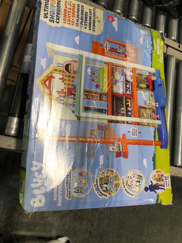 Photo 1 of Bluey Hammerbarn Shopping Playset, 4 Level, 22" Tall Playset with Working Lift and Trolley Return, Including Lights and 45+ Sounds