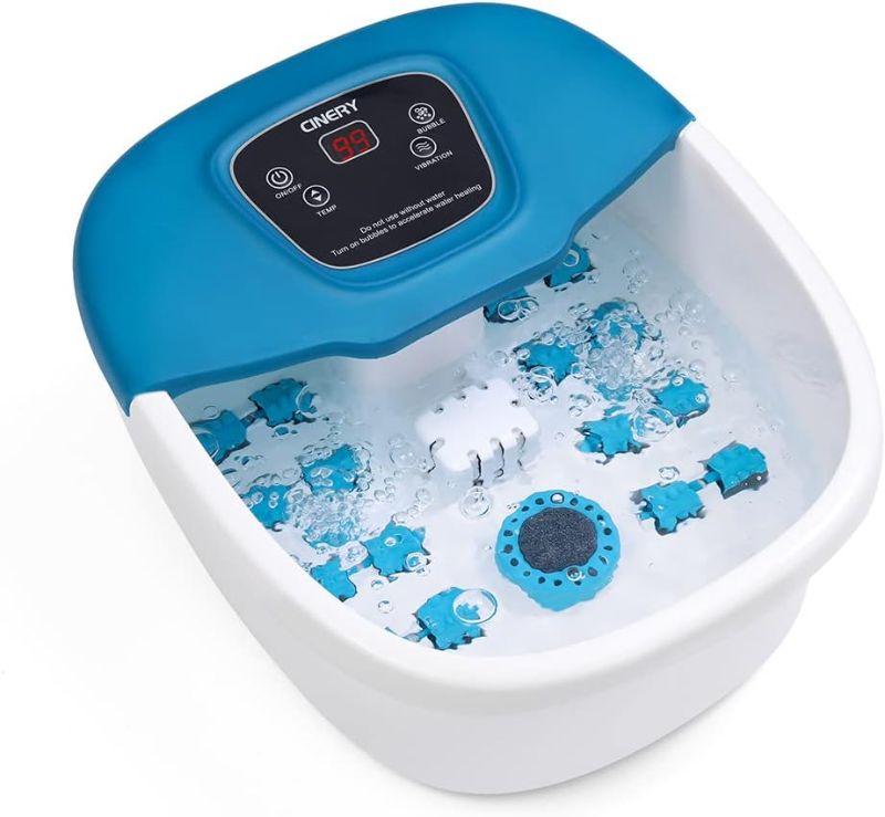 Photo 1 of CINERY Foot Spa Bath Massager with Heat, Bubbles, Vibration and Pedicure Foot Spa with 16 Rollers for Feet Stress Relief, Foot Soaker with Mini Acupressure Massage Points & Temperature Control