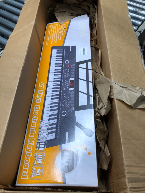 Photo 3 of 61 Keys Keyboard Piano, Electronic Digital Piano with Built-In two Speaker Microphone, With Sheet Stand and Power Supply, Portable Keyboard Gift Teaching for Beginners