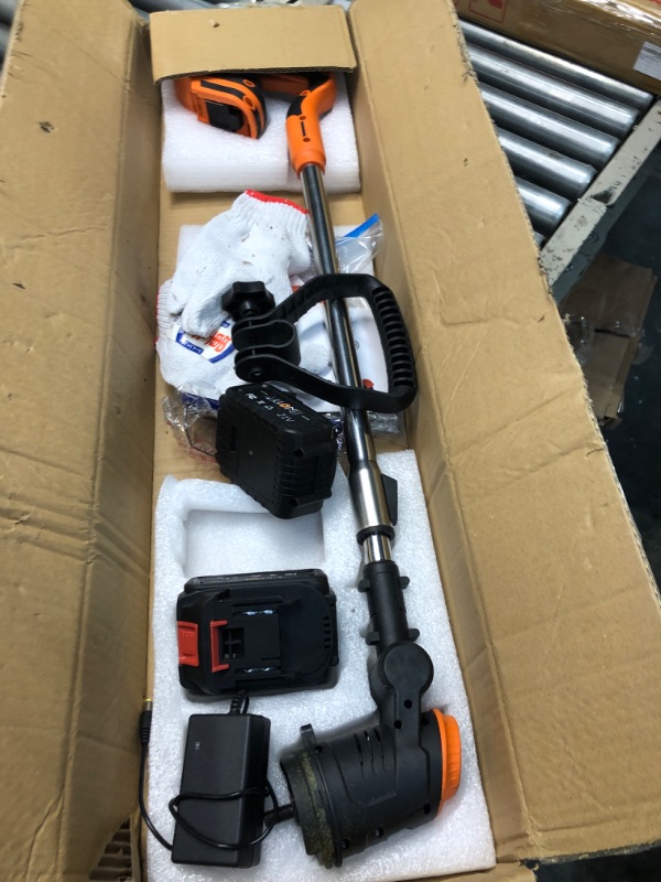 Photo 1 of ALLONE Cordless Weed Wacker Battery Powered with Power Display & 3-Level Speed Variable, Electric Weed Eater Lightweight Brush Cutter Grass Trimmer with Metal Blades, 4.0Ah Battery and Charger