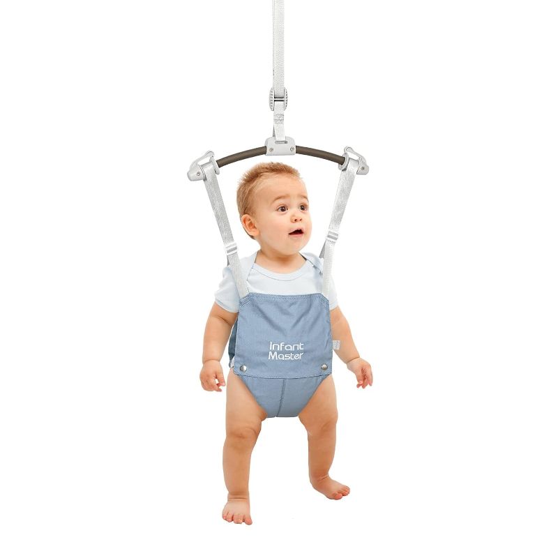 Photo 1 of Infant Master Doorway Jumper, Johnny Jumper w/Adjustable Seat Bag, Durable Baby Door Bouncer & Swing Jumper w/Steel Spring, Wise Gift Choice for Infant & Toddler, Easy to Use, Blue