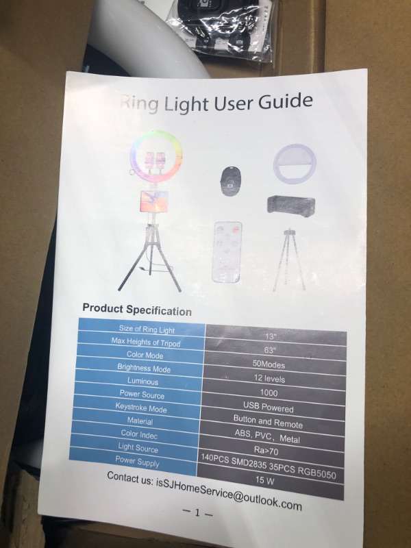 Photo 4 of 13" Selfie Ring Light with 63" Stand and Phone Holder, 53 Lighting Modes, Remote, iPad Holder, Desk Tripod, RGB Ringlight for iPhone. Vlogging Circle Led Halo Light Content Creator Kit for Video Photo 13 Inch Floor Ringlight