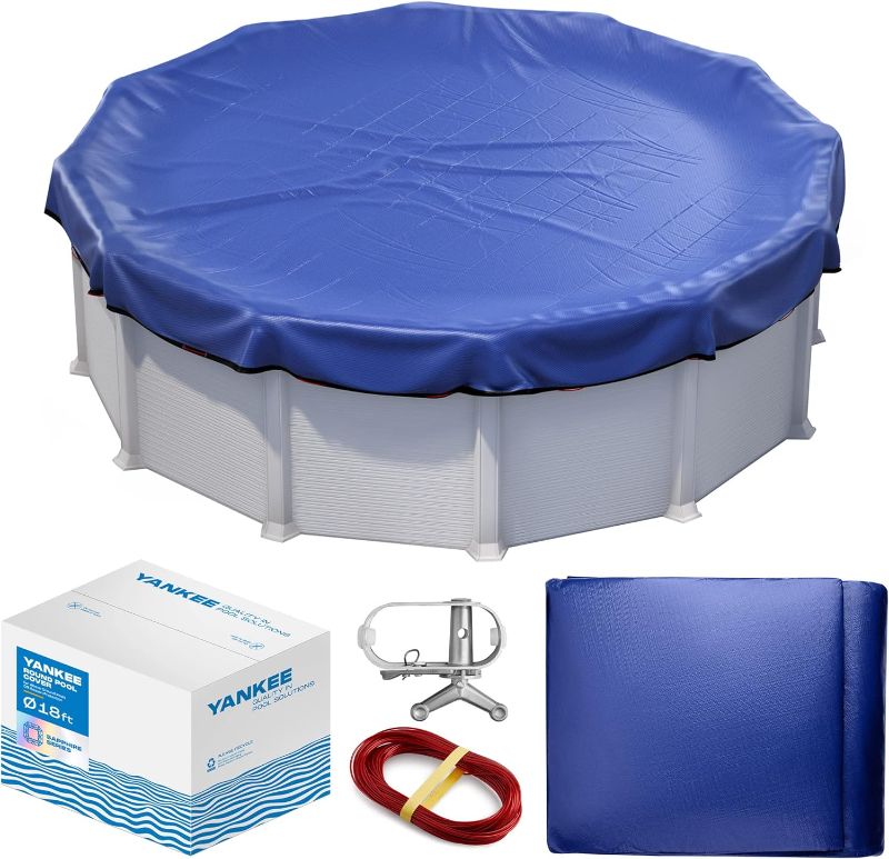 Photo 1 of 18 ft Round Pool Cover | Extra Thick & Durable Above-Ground Pool Cover | Sapphire Series of Premium Cold- and UV-Resistant Pool Cover | Above-Ground Pool Protection | by Yankee Pool Pillow