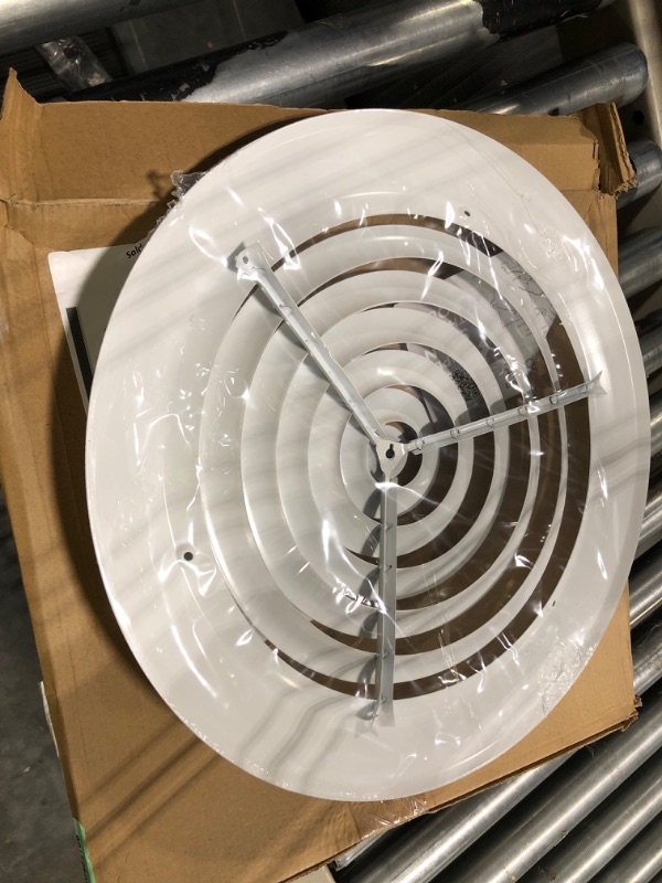 Photo 2 of 12" Round Ceiling Diffuser - Easy Air Flow - HVAC Vent Duct Cover [White] - [Outer Dimensions: 15.75"]