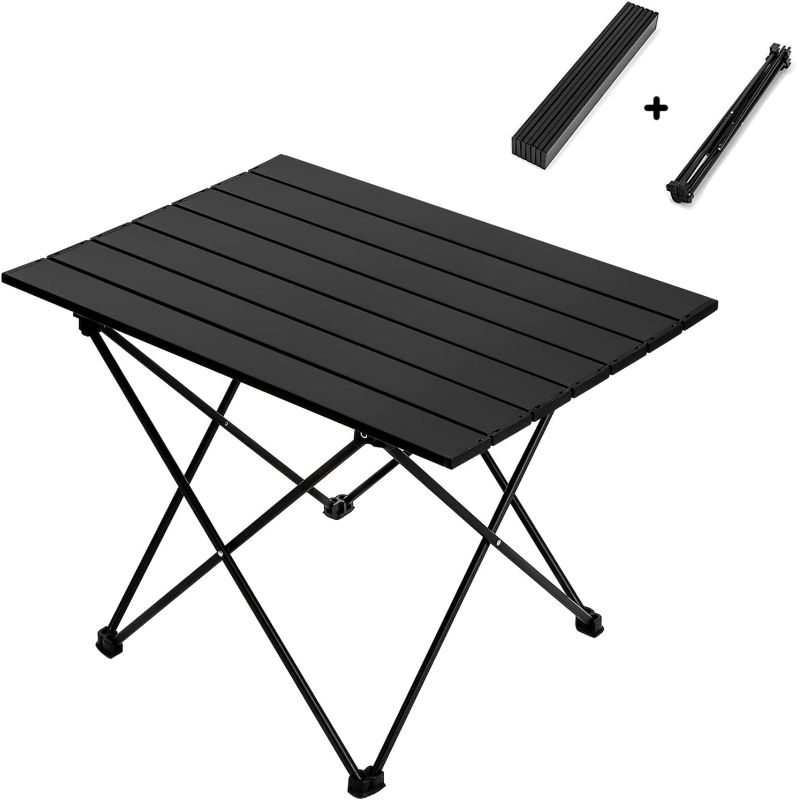 Photo 1 of Zreswap Folding Portable Camping Table: 22'' x 16'' Large Lightweight Aluminum Folding Beach Table for Picnic Outdoor Cooking Backpacking Travel