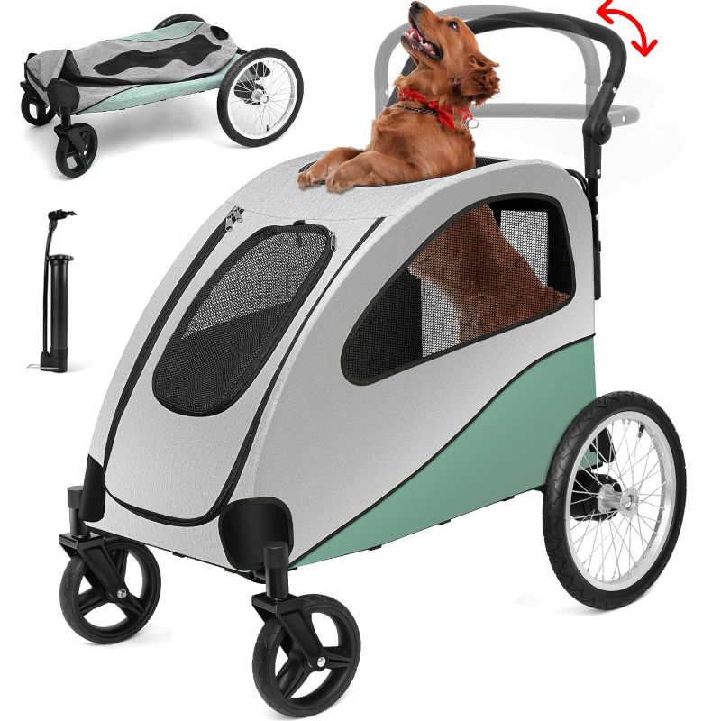 Photo 1 of XL DOG STROLLER] Dog Stroller for Large Dogs, Heavy Duty Pet Stroller for Medium Large Dogs with Improved Large Wheels, Foldable Dog Wagons and Cart for Big Dogs with Adjustable Handle, Up to 120 LBS