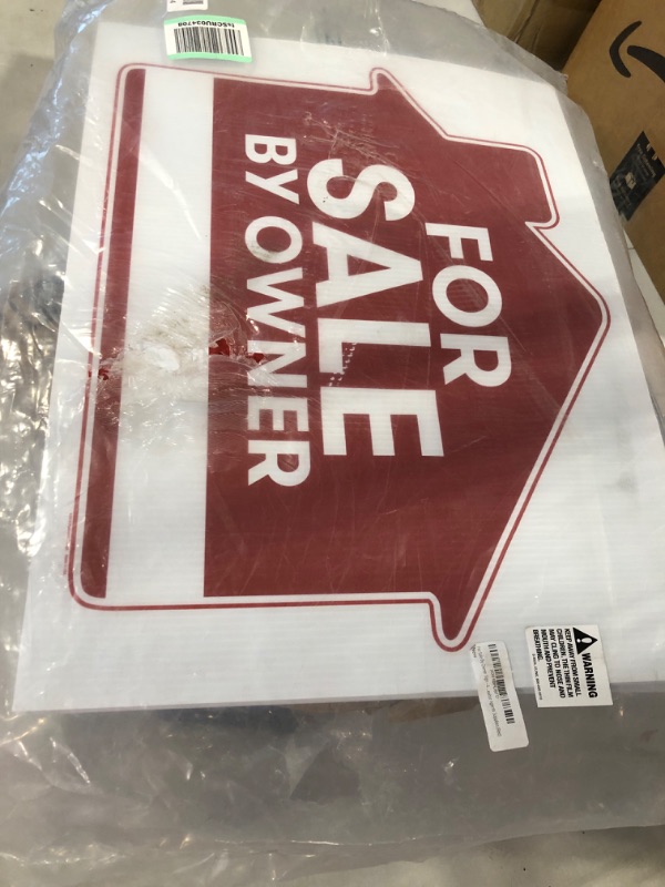 Photo 2 of For Sale By Owner Sign - 4 Premium Yard Signs Bulk Pack - 18" x 24" Inches - Large Directional Arrows - Double Sided Real Estate Sale Stand Post with H Wire Stakes - Realtor Agents Supplies (Red) 4 Pack