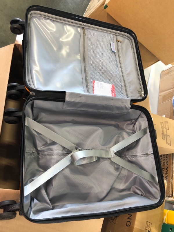 Photo 1 of 20 Inch Carry On with Front Pocket, 22x14.6x10in, 45L, Lightweight ABS+PC Hardshell Suitcase with TSA Lock, YKK Zipper & 4 Spinner Silent Wheels, Orange