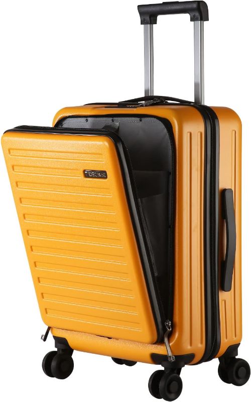 Photo 1 of 20 Inch Carry On with Front Pocket, 22x14.6x10in, 45L, Lightweight ABS+PC Hardshell Suitcase with TSA Lock, YKK Zipper & 4 Spinner Silent Wheels, Orange