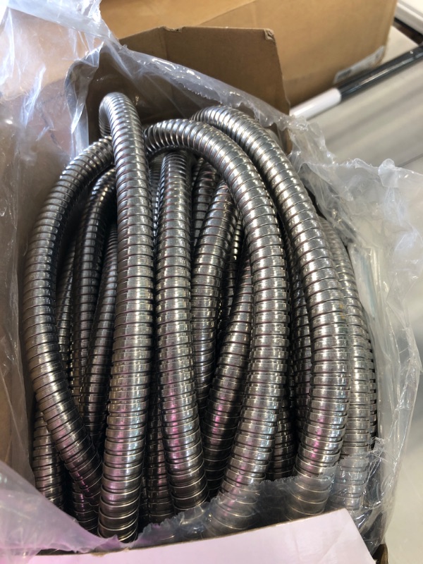 Photo 3 of 360Gadget Metal Garden Hose - 100ft Heavy Duty Stainless Steel Water Hose with 8 Function Sprayer & Metal Fittings, Flexible, Lightweight, No Kink, Puncture Proof Hose for Yard, Outdoors, Rv 100.0 Feet