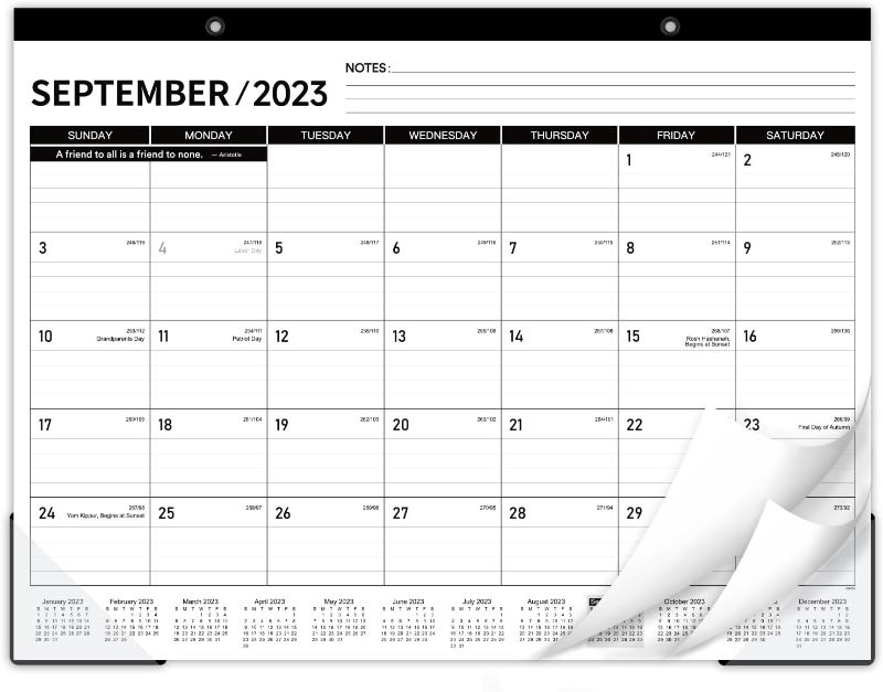 Photo 1 of 2024 Desk Calendar - Large Desk Calendar 2024, 22" x 17", Sep. 2023 – Dec. 2024, 16 Monthly Desk/Wall Calendar 2-in-1, Thick Paper, Corner Protector...
