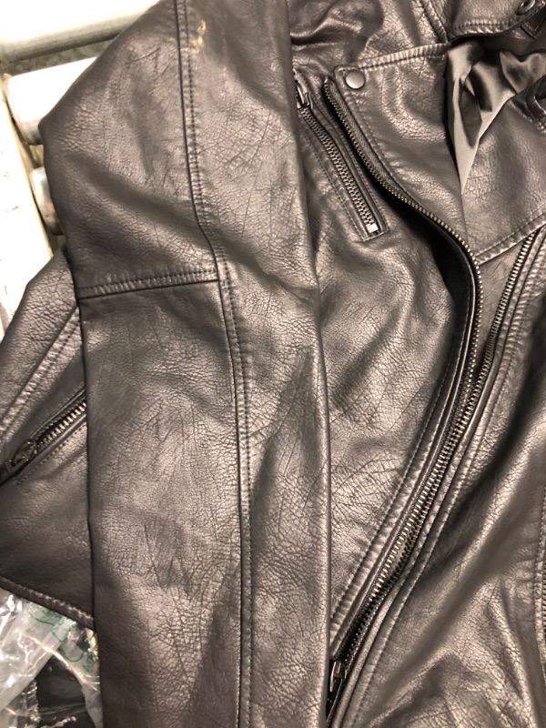 Photo 5 of [BLANKNYC] Womens Luxury Clothing Semi Fitted Vegan Leather Motorcycle Jacket Large Onyx LARGE