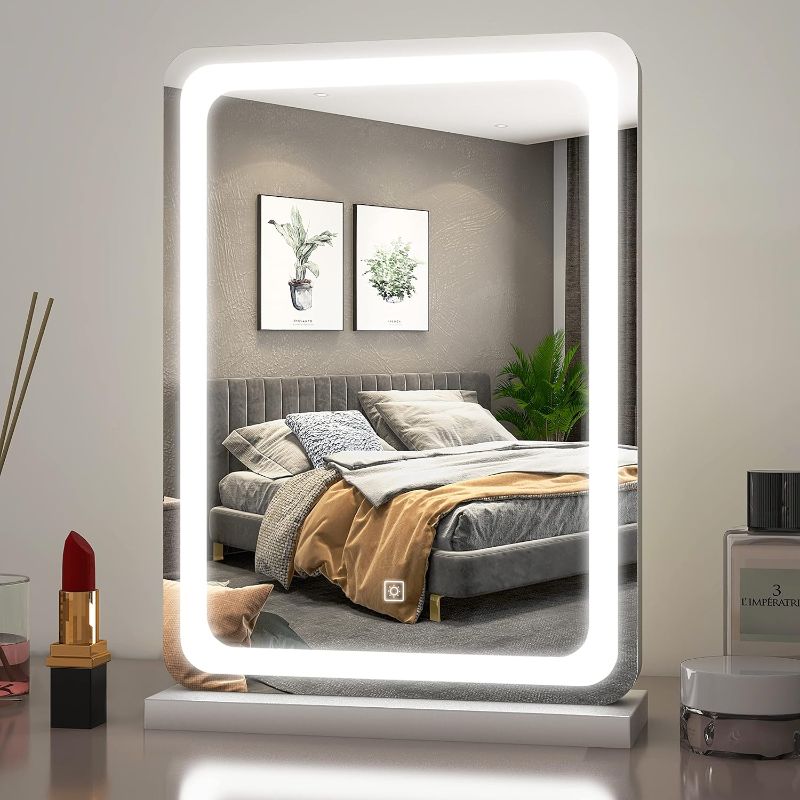 Photo 1 of Vierose Vanity Mirror with Lights, 12" x 16" Lighted Makeup Mirror, LED Makeup Mirror with Lights for Dressing Room & Bedroom Tabletop, Touch...
