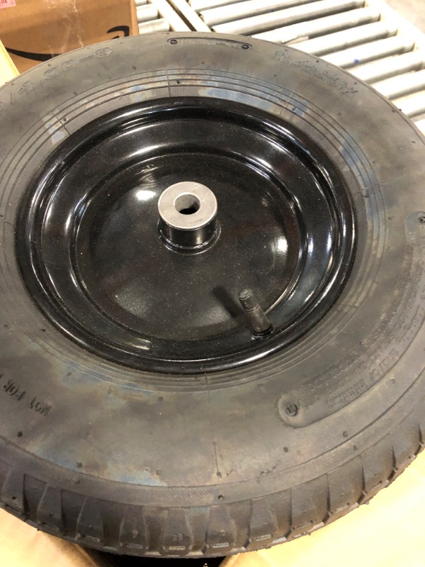 Photo 6 of 2-Pack 4.80/4.00-8" Pneumatic Wheelbarrow Wheel and Tires with 3"- 7" Center Hub and 5/8" Bushings for Wheelbarrow and Yard Cart Garden Wagon 00038511-16