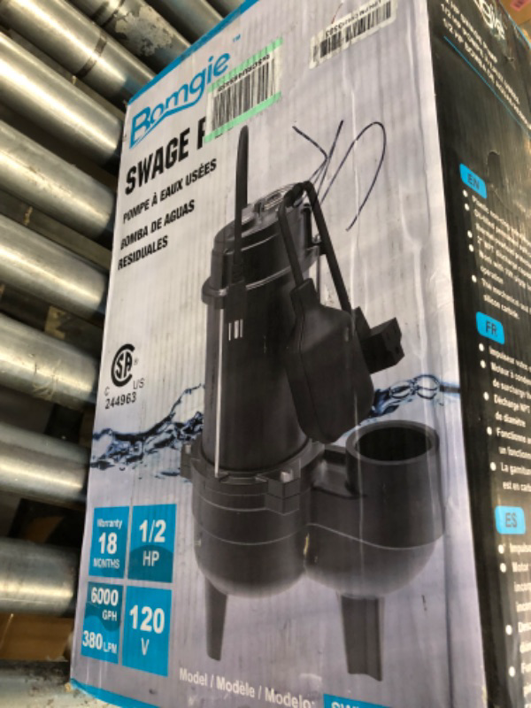 Photo 2 of BOMGIE 1/2 HP Sewage/Effluent Submersible Pump, 6000 GPH Basement Sump Pump with 10ft Auto Float Switch, Cast Iron Sewer Ejector Pump, 2'' NPT Discharge for Sewage Basin