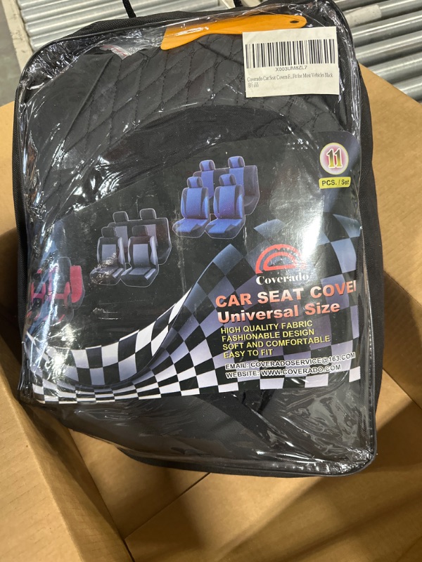 Photo 1 of Coverado Car Seat Covers Full Set, 11 Pieces Universal Seat Covers for Cars, PVC Car Seat Cushions, Auto Car Seat Protectors for Front and Rear, Driver Seat Covers Fit for Most Vehicles Black Black Full Set