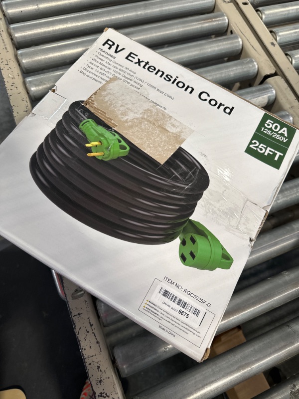 Photo 1 of RVGUARD 50 Amp 25 Foot RV Extension Cord, Heavy Duty STW Cord with LED Power Indicator and Cord Organizer, NEMA 14-50P/R Standard Plug, Green, ETL Listed 25 Feet Green 50 Amp