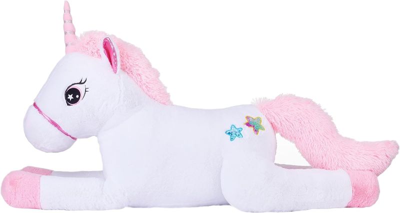 Photo 1 of IKASA Giant Unicorn Stuffed Animal Plush Toy,Large Cute Jumbo Soft Toys,Huge Big Size Plushy Fluffy Fat Oversized Plushie,Gifts for Kids Girls Boys Girlfriend (White, 43 inches)