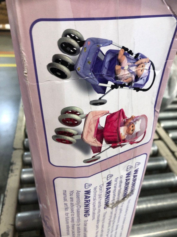 Photo 1 of Anivia Baby Doll Stroller for 18 inches Girl Dolls, Foldable Doll Pram Convertible Seat/Bed/Crib, Baby Doll Bassinet with Forward & Backward Handle, Storage Basket, Retractable Canopy Purple XRF-DA207purple