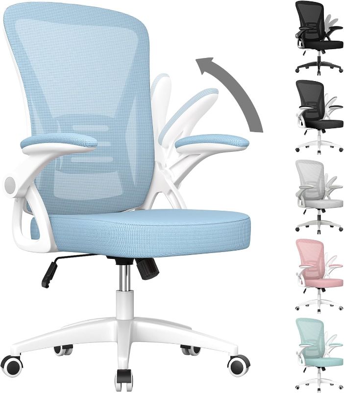 Photo 1 of naspaluro Ergonomic Office Chair, Mid Back Computer Chair with Adjustable Height, Swivel Chair with Flip-Up Arms and Lumbar Support, Breathable Mesh Desk...
