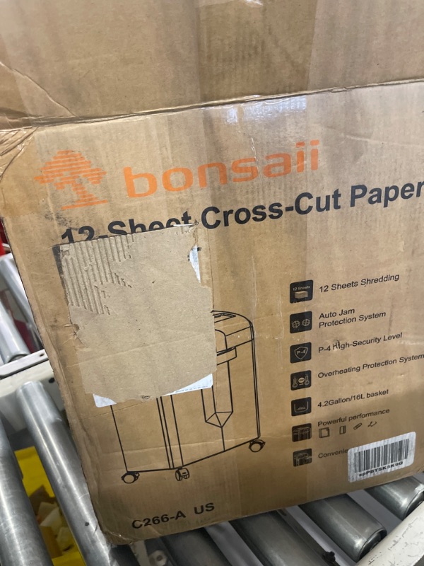 Photo 1 of Bonsaii Paper Shredder, 12-Sheet Cross-Cut Shredder for Home Office Use, 30-Minutes Heavy Duty Shredder with 4.2 Gal Pullout Bin & 4 Casters for Credit Card/CD Anti-Jam Shredding Machine (C266-A) 12 Sheet-4.2 Gal