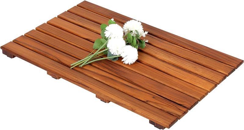 Photo 1 of  Large Teak Bath Mat,Portable Spa Bathing Stool and Bath Mat, Perfect for Indoor and Outdoor Use