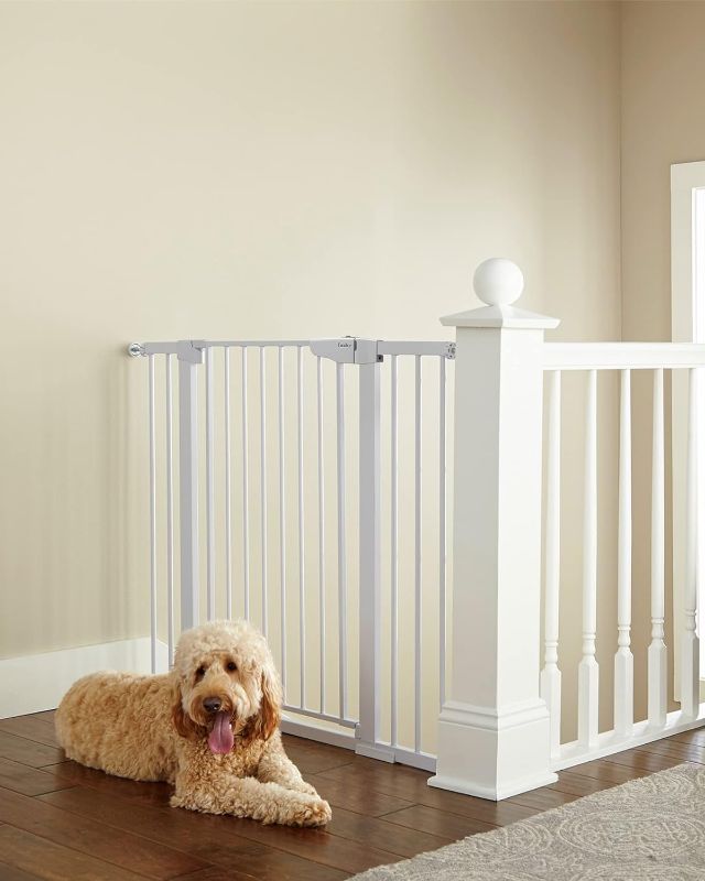 Photo 1 of Cumbor 36" Extra Tall Baby Gate for Dogs and Kids with Wide 2-Way Door, 29.7"- 46" Width, and Auto Close Personal Safety for Babies and Pets, Fits Doorways, Stairs, and Entryways, White