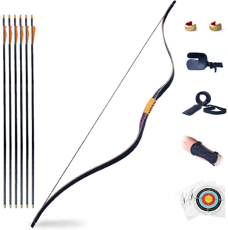 Photo 1 of 54" Lightweight Laminated Recurve Bow,Hunting Bow,Longbow Horse Bow Archery Bow and Arrows Set 15-50lbs